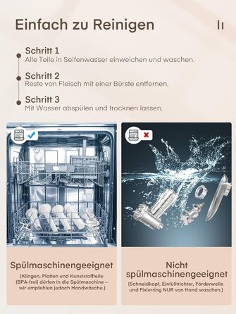 Електрична м'ясоподрібнювач Fleischwolf 3 в 1 з набором для ковбаси та 3-ма лезами з нержавіючої сталі