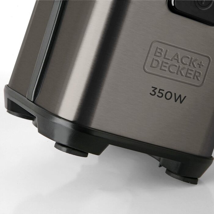 Блендер Black Decker, імпульсна функція, посудина об'ємом 1,5 л, 4-гранні леза з нержавіючої сталі, знімні та легко чистяться 500 Вт білий/сірий