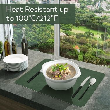 Набори підставок під тарілки з PU-шкіри, 6 шт., 40x30 см, водонепроникні, стійкі до високих температур, для дому, на кухню, на пікнік, зелено-сірі