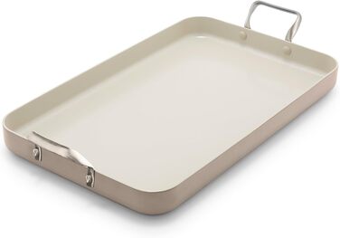 GreenPan Grillpfanne з подвійним дном, 45.7 x 27.9 см, керамічне антипригарне покриття, без PFAS, ручки з нержавіючої сталі, для плити, посудомийна машина, духовка та гриль, Оксфорд Блакитний