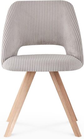 Набір з 2 стільців для їдальні B&D home® Vicky – оббивка з тканини Cord, сірий колір, ергономічна спинка, дерев'яні ніжки, дизайн модерн-кантрі для кухні, їдальні та вітальні