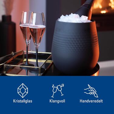 Набір келихів для шампанського Villeroy & Boch Manufacture Rock, 4 шт., 260 мл, чорний, кришталеве скло