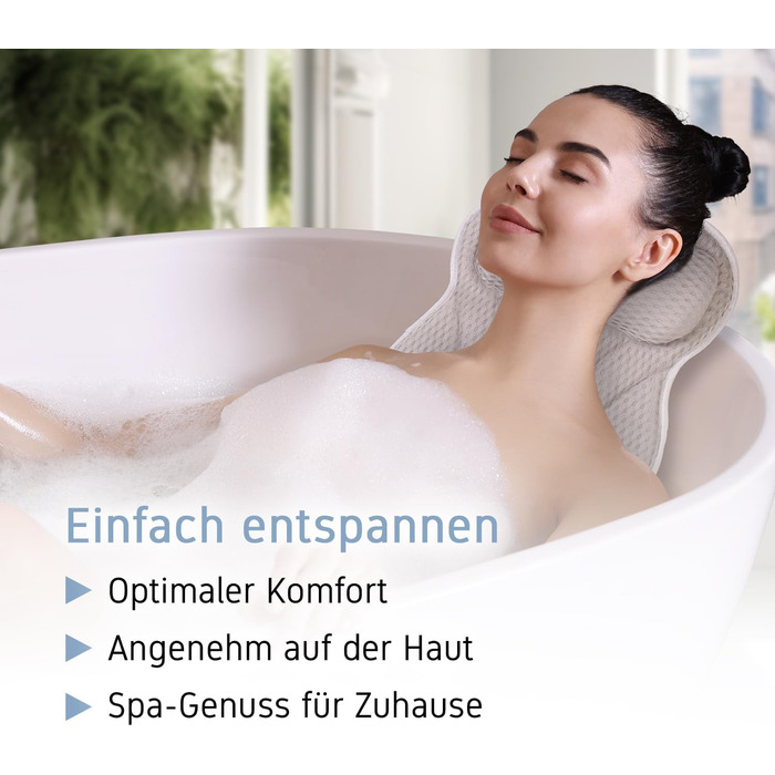 Преміум подушка для ванни з підголовником та підтримкою шиї | Ергономічна подушка для ванни з присосками | Синій (Сірий)