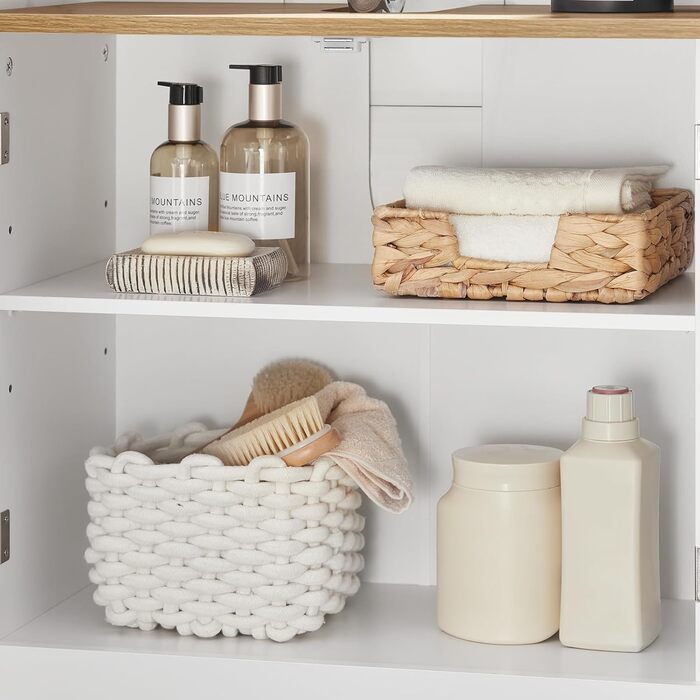 Тумбочка під раковину SoBuy 60 см, шафка для ванної кімнати з регульованою полицею, набір меблів для маленької ванної кімнати 60x59x30 см, BZR40-W