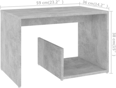 Журнальний столик Журнальний столик Стіл для вітальні Журнальний столик Журнальний столик Стіл Столик для журналів для вітальні 59x36x38 см Інженерна деревина (сірий бетон)