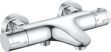 Змішувач для ванни з термостатом, дощова лійка для душу, хром. Змішувач для ванни з термостатом для 2 споживачів