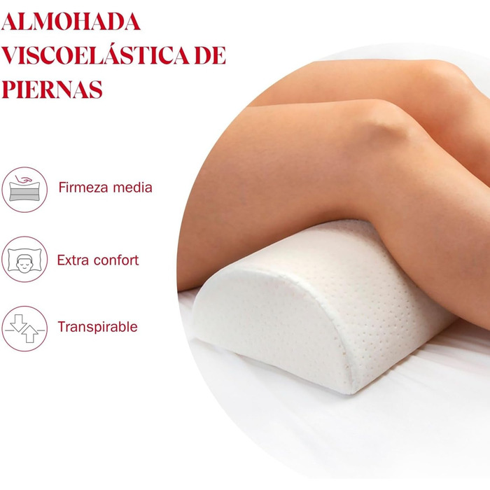 Ергономічна подушка для ніг Pikolin Home у формі півмісяця, віскоеластична з ефектом пам'яті, дихаюча, 20 x 40 см, натуральний колір