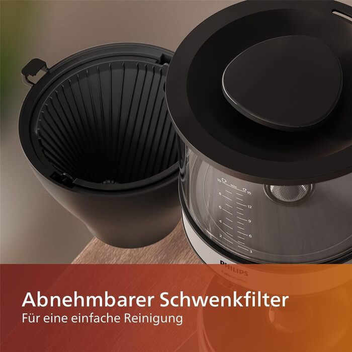 Кавоварка фільтраційна Philips, 1.25 л, до 15 чашок, Boil & Brew, чорна/срібляста (HD5416/60)