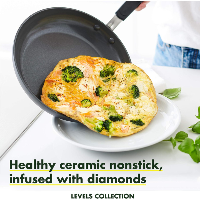 GreenPan Levels сковороди з антипригарним покриттям, 26см та 30см, без PFAS, сковорода-гриль 28см сіра