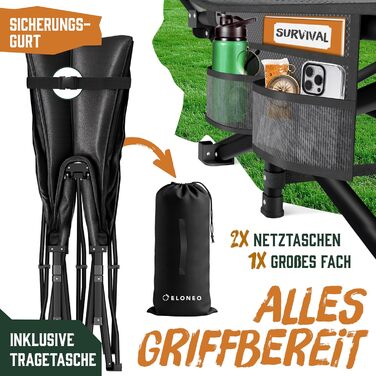 Розкладне туристичне ліжко ELONEO NEU з преміум-матрацом, витримує до 200 кг, з сумкою для транспортування, сіре