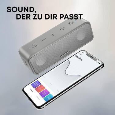 Soundcore 3 Bluetooth Портативна Колонка, Стерео Звук, Titan Membrana, PartyCast, BassUp, 24 год. Акумулятор, IPX7 Вологозахист, Індивідуальний EQ, для Дому, на Відкритому Повітрі, Сад (Чорний)