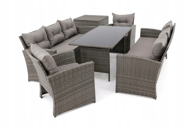 Комплект садових меблів із техноротанга EMWOmeble, сірий, 6 предметів