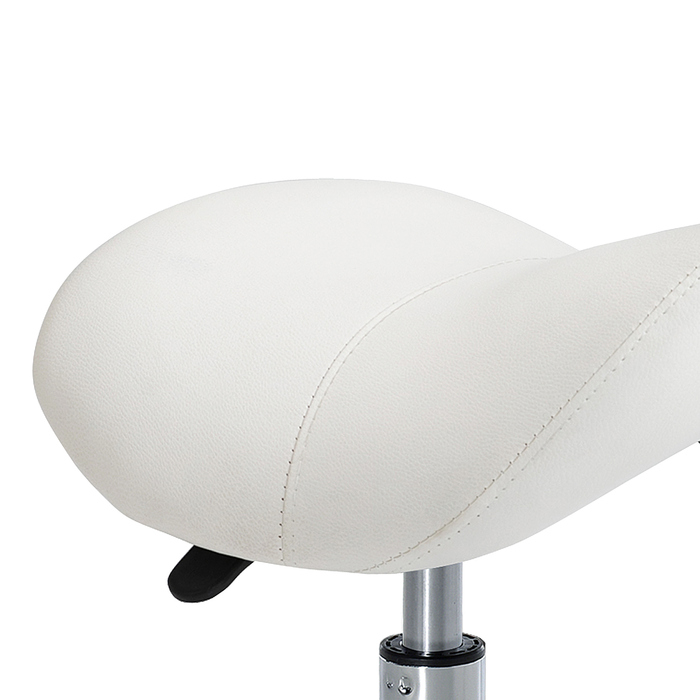 HOMCOM Rolling Stool Поворотний табурет з регульованим по висоті сідлом з оббивкою білого кольору для офісу та дому