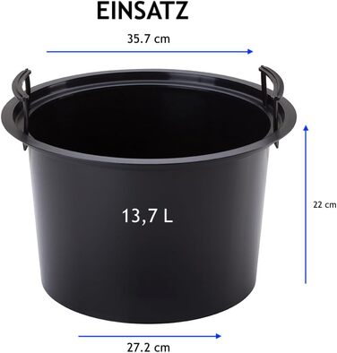 Кашпо для квітів MELTOM з винімним вкладишем, кругле, 3D ефект, декоративне (Taupe, L)