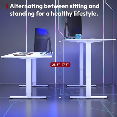 Регульований стіл Sanodesk з двома моторами – електричний стіл для роботи та ігор з пам'яттю, регулюванням висоти, 140x70 см (горіх) Білий+горіх