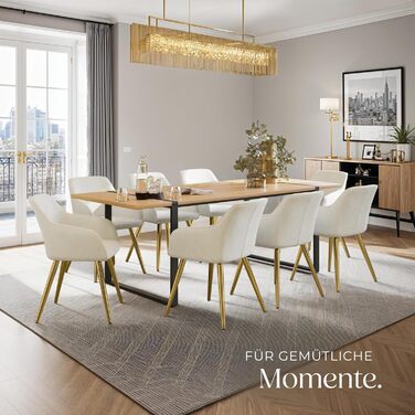 Крісло tectake® Esszimmerstuhl: зручне крісло з підлокітниками, м'яке крісло з оксамитової тканини, крісло для вітальні, їдальні, сучасні кухонні стільці, офісне крісло, кремово-золотий колір, 1 шт.