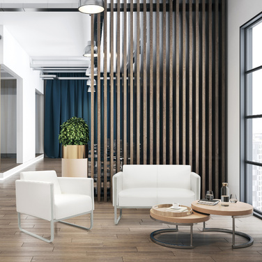 Диван для відпочинку ARUBA, каркас білий сірий, штучна шкіра, 2 місця, білий, hjh OFFICE