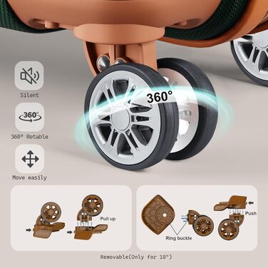 Набір дорожніх валіз Melalenia 7 предметів, легка жорстка оболонка, 4 колеса, TSA-замок, включаючи косметичку, сумку та рюкзак (Зелений)