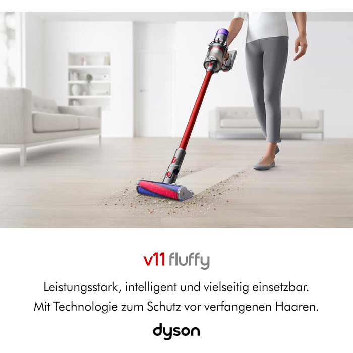 Пилосос бездротовий Dyson V11™ Fluffy (Nickel/Rot) – 185 Airwatt, 60 хвилин роботи, технологія видалення шерсті