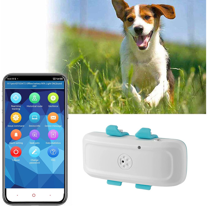 Трекер Zeerkeer 4G для собак відстеження місцезнаходження домашніх тварин зі звуковою та світловою сигналізацією в додатку водонепроникний IP66 700 мАг трекер для домашніх тварин відстеження в реальному часі безкоштовний додаток / платформа Без підписки (