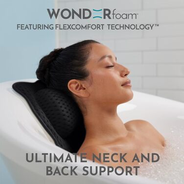 Подушка для ванни WONDERfoam з ергономічною підтримкою голови, шиї та спини, антиковзаюча, машинного прання, дихаюча, швидковисихаюча, сітчаста