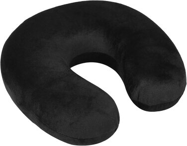 Подушка для шиї WELLGRO - піна з ефектом пам'яті - застібка-блискавка - подушка для подорожей з ремінцем для перенесення - 28x28x9 см (ДхШхВ) - колір на вибір (чорний)