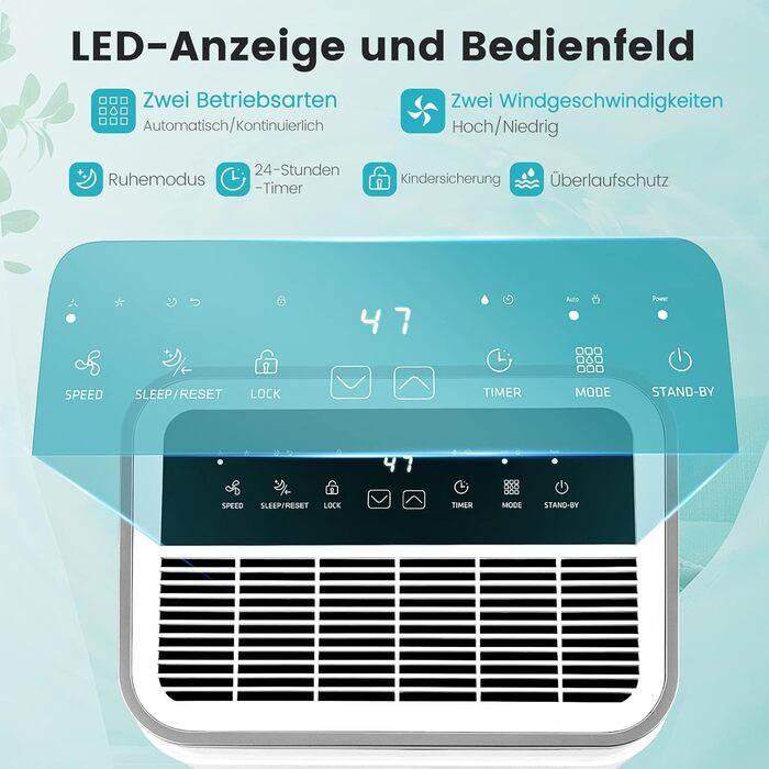Електричний осушувач повітря COSTWAY 25L з 3 режимами, для приміщень до 30 м², об'єм бака 6,5 л, таймер 24 год, 2 швидкості, тихий режим (≤ 42 dB)