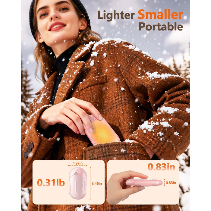 Електричні грілки для рук BOSONER 2 шт. 6000mAh USB, портативні, для чоловіків та жінок, рожеві