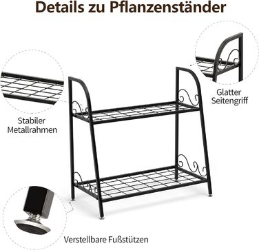 Ярусна металева підставка для рослин COSTWAY, багатофункціональна для внутрішнього та зовнішнього використання, модель 2, 2-