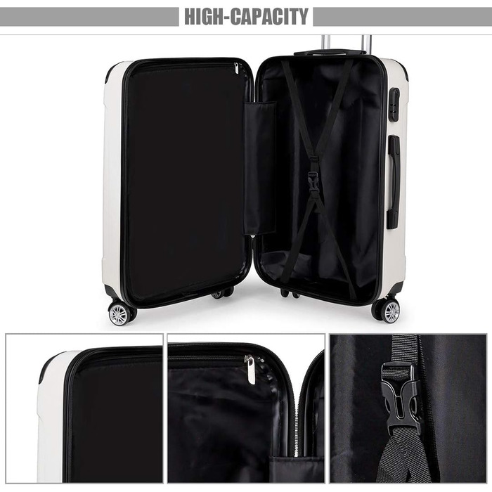 Набір валіз KONO Zwillingsrollen 3шт. (M-L-XL) з ABS-пластику, бежевий колір