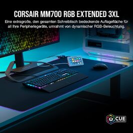 Килимок для миші Corsair MM700 RGB Extended - великий, 930x400 мм, з підсвічуванням RGB, хаб USB, чорний