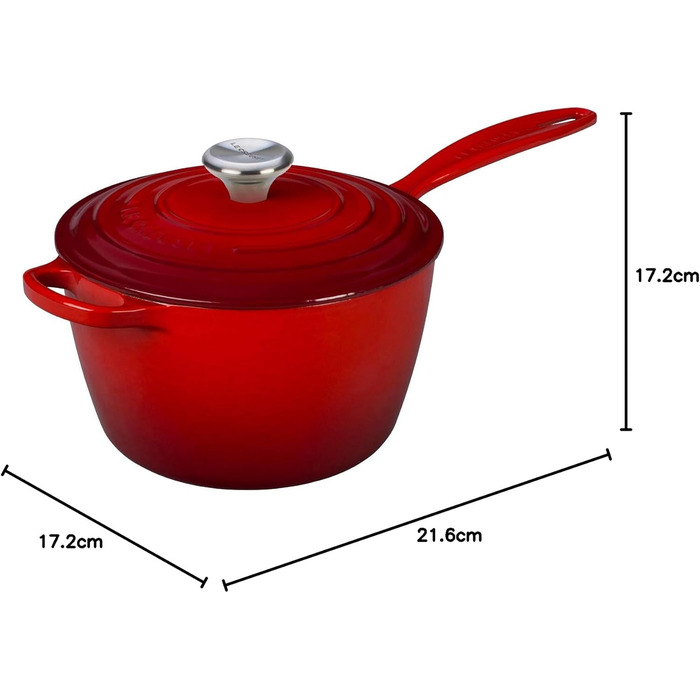 Каструля з нержавіючої сталі Le Creuset Signature, 20 см, 1.8 л, для всіх плит (в т.ч. індукційних), червона