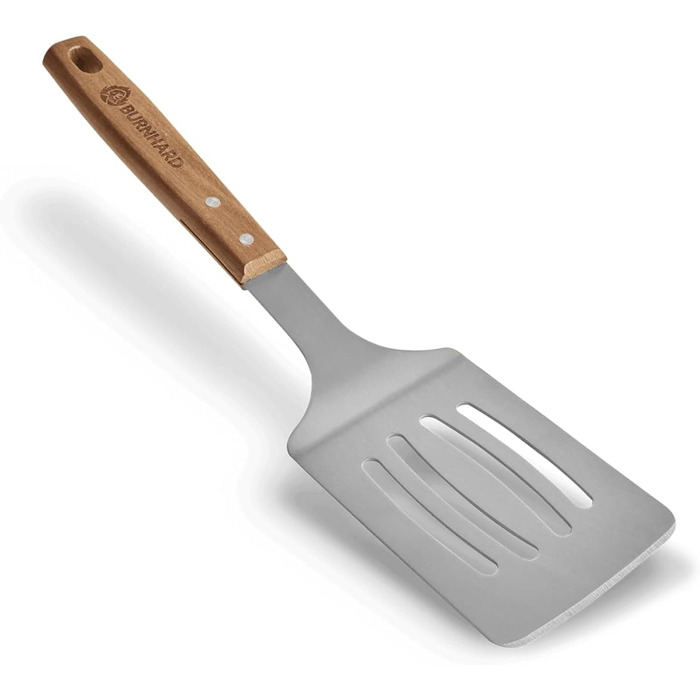 Набір гриль-посуду BURNHARD 5 предметів, 42 см, акацієве дерево, нержавіюча сталь, аксесуари для грилю (щипці, лопатка, виделка, щітка, знімач решітки)