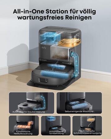 Робот-пилосос Eufy C28 з функцією миття підлоги, HydroJet самоочисний валик, потужність 15000Pa, 5-в-1 Omni-станція, антизаплутувальна щітка, розпізнавання перешкод за допомогою ШІ