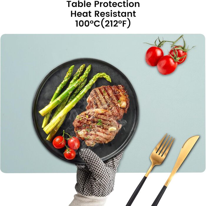 Набори підставки під тарілки YIHELU, 6 шт., штучна шкіра, миються, неслизькі, для кухні та їдальні, м'ятно-зелений/слонова кістка