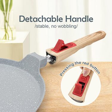 Сковорода для крепів з знімним ручками 30 см - антипригарне покриття з кераміки - з дозатором для тіста - блакитна 30 см