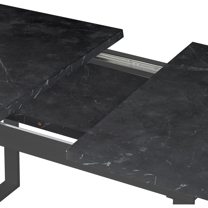 Розсувний обідній стіл B&D Home Anna | 120-160 x 80 см, на 4-6 осіб | стіл для кухні/їдальні з дерев'яними ніжками, чорний | скандинавський/індустріальний дизайн, Texas-Eiche (дуб Техас), 11202-US-EITE (чорний мармур/чорний)