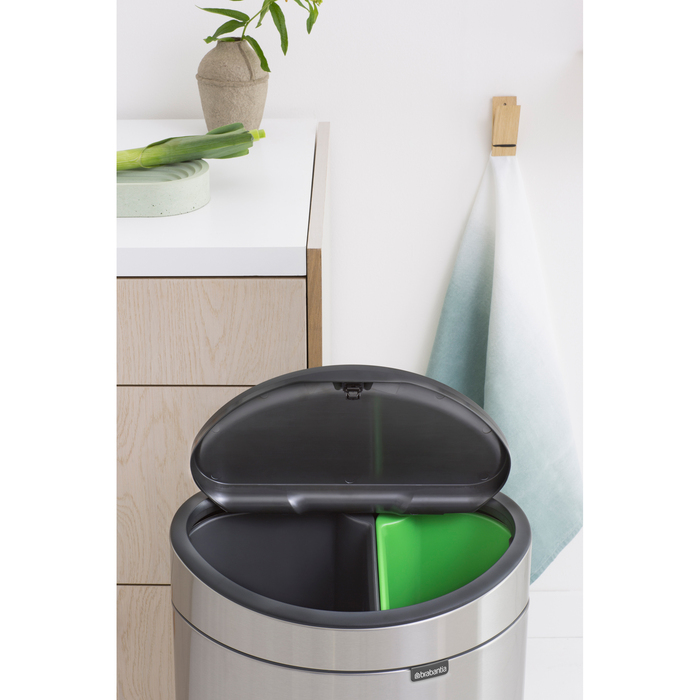 Бак для сміття Brabantia Touch Bin New двухсекційний 33 л (23+10) (112867), Сріблястий, 33