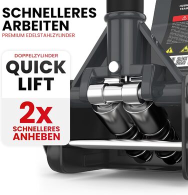 Гідравлічний домкрат 3T низькопрофільний 75-505мм з гумовими накладками для легкових авто та SUV – професійний, посилений, з роликами 360° (антрацит)