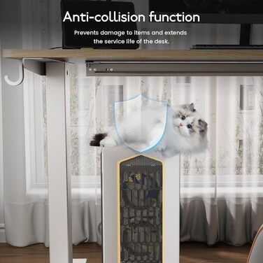 Регульований стіл 80x160 см, електричний з функціями пам'яті та захисту від зіткнень, висота 70–117 см, для офісу, дому та геймінгу (колір натурального дерева)