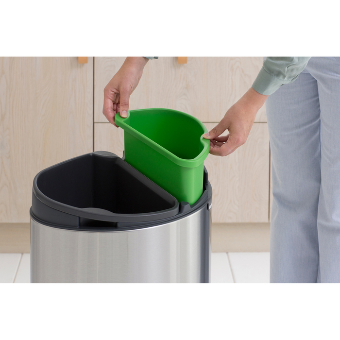 Бак для сміття Brabantia Touch Bin New двухсекційний 33 л (23+10) (112867), Сріблястий, 33