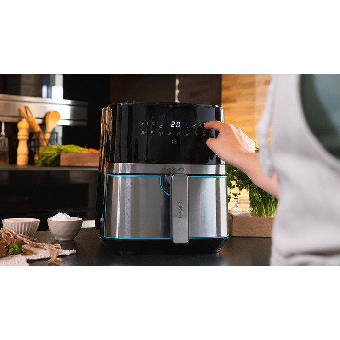 Фритюрниця без олії Cecotec Cecofry Full InoxBlack Pro 5500, 5.5 л, 1700 Вт, 8 режимів, PerfectCook, LED-дисплей