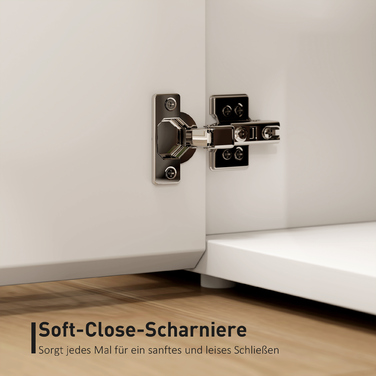 Тумба під телевізор для 65-дюймового телевізора, телевізійна шафа з м'яким закриттям дверей, регульовані полиці, отвори для кабелів, для вітальні, білий