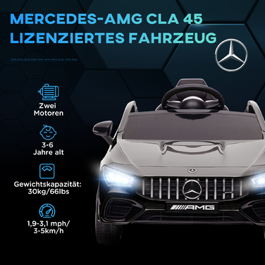 AIYAPLAY Дитячий електромобіль 12V дитячий автомобіль з дистанційним керуванням, музика, електромобіль з підсвічуванням, порт USB/MP3, функція реверсу, до 5 км/год, для дітей 3-6 років, чорний | Аосом