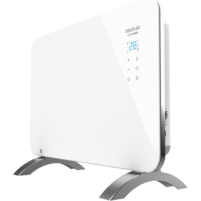 Конвектор Cecotec Ready Warm 6750 Crystal Connection з склокерамічною панеллю, 2000 Вт, WiFi, термостат, таймер, підставка, для ванної кімнати (IP24), тихий, білий