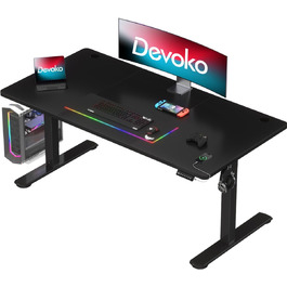 Регульований стіл Devoko з USB-роз'ємом, електричний, 140x60 см, чорний