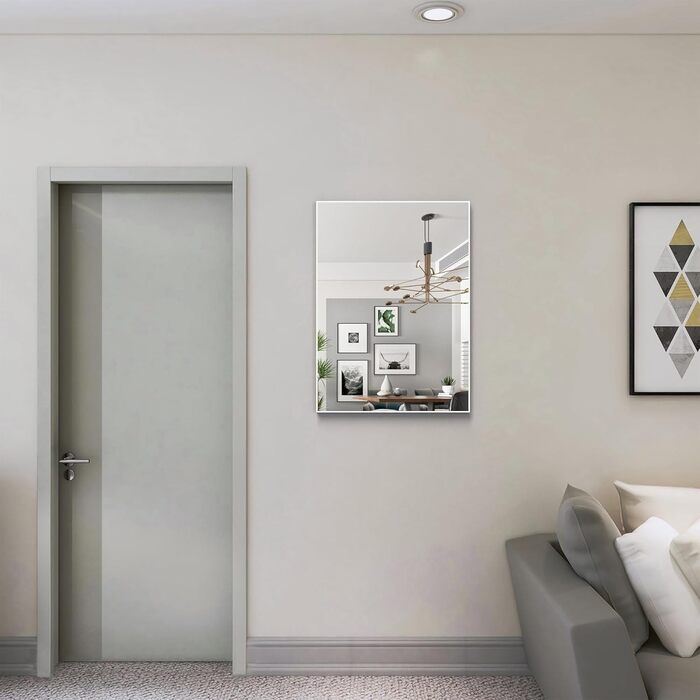 Дзеркало для ванної кімнати WONSTART 81.3 x 61 см біле з алюмінієвою рамою, для монтажу над умивальником, сучасний дизайн, підходить для ванної, спальні, передпокою