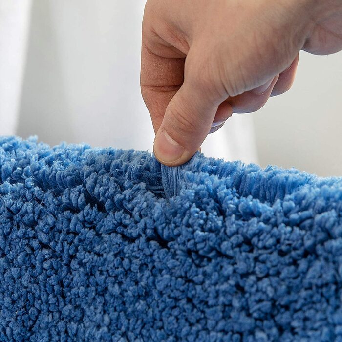 Килимок для ванної MIULEE м'який нековзний килимок для ванної, килимок для ванної, килимок для ліжка, пухнастий килим, килимок для ванної, килимок для душу для ванної та вітальні, спальні, 50x80 см (50x60 см з вирізом для унітазу, синій)