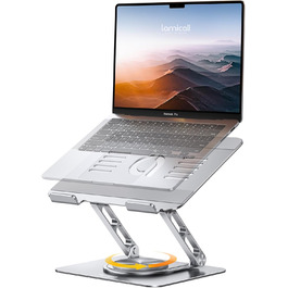 Підставка для ноутбука Lamicall, регульована - 360° обертання, складна, алюмінієва - для столу/офісу, універсальна ергономічна підставка для Macbook Pro Air, 10-17,3' - срібна