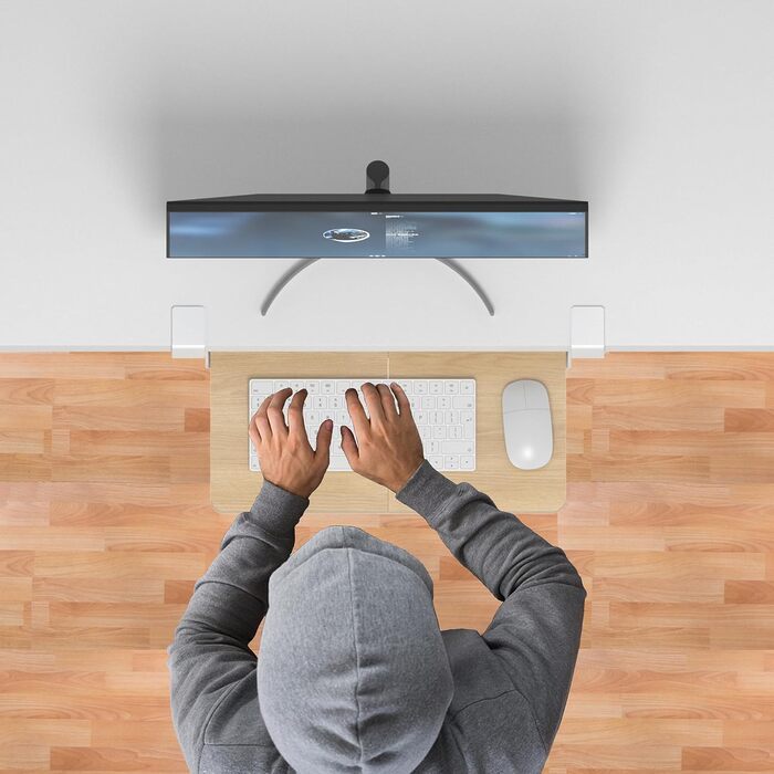 Підставка для клавіатури ETHU, висувна, 50x30 см з кріпленням C, для монтажу під столом, ергономічна, дерев'яна